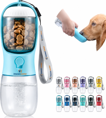 Portable Dog Water Bottle with Food Container – Travel Pet Feeding & Hydration Dispenser